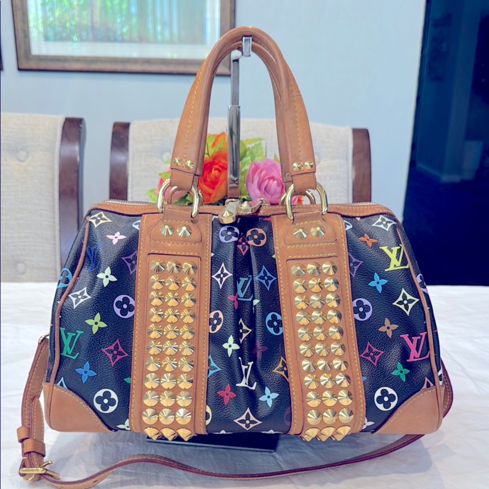 Authentic Louis Vuitton White Noir Multicolor Courtney MM bag